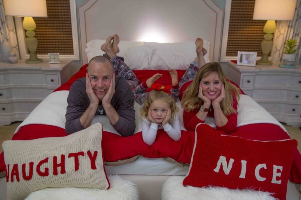 Mudd family creative holiday card portrait — Naughty or Nice theme
