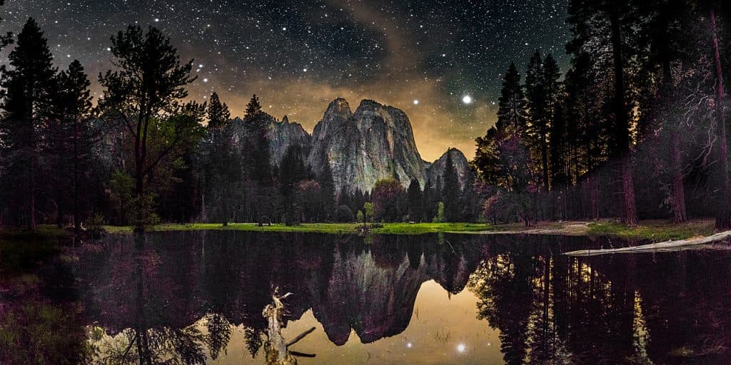 Yosemite Valley wedding couple with Half Dome and El Capitan views