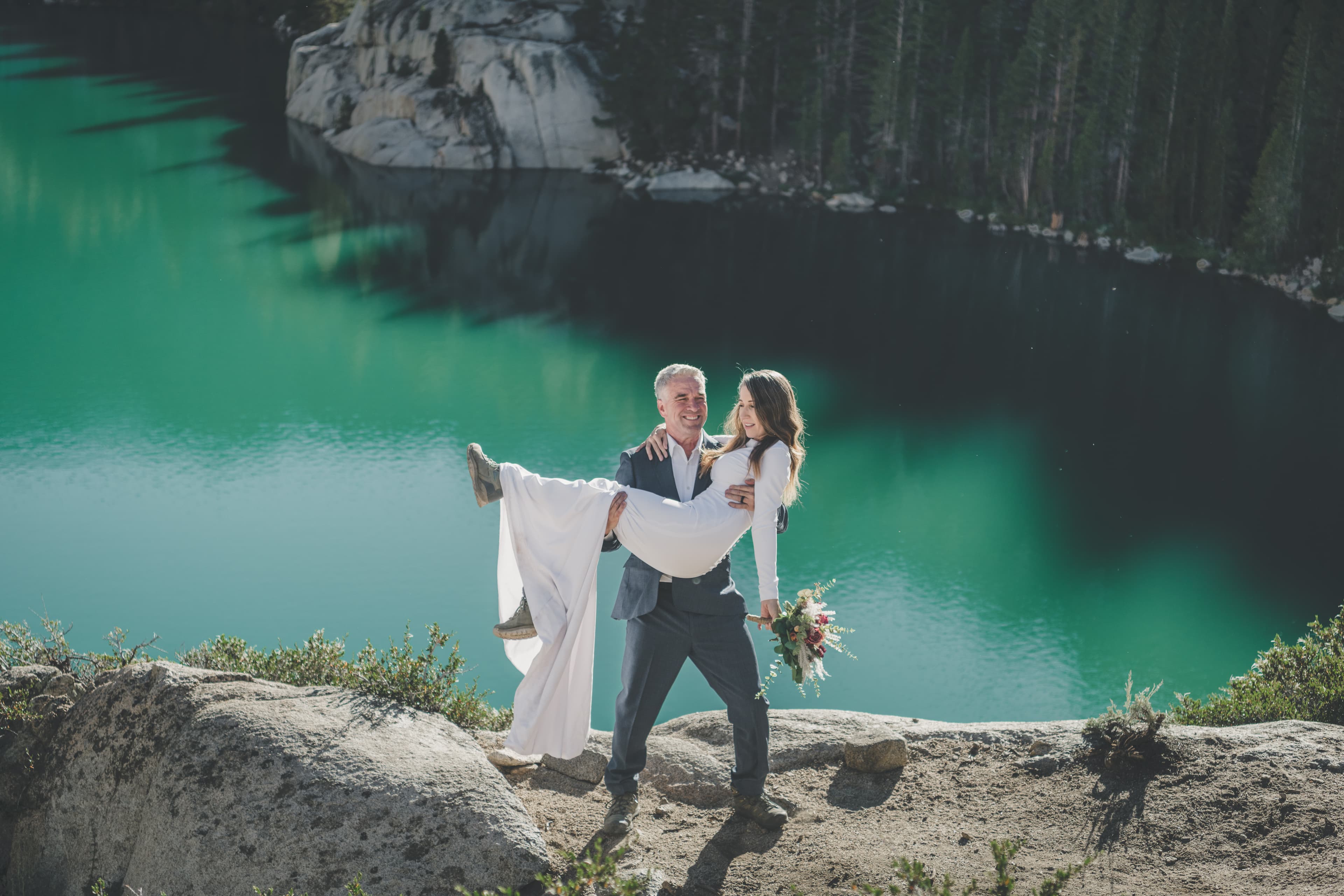 Chrishna and Scott elopement portrait — Eastern Sierra light at Mammoth Lakes