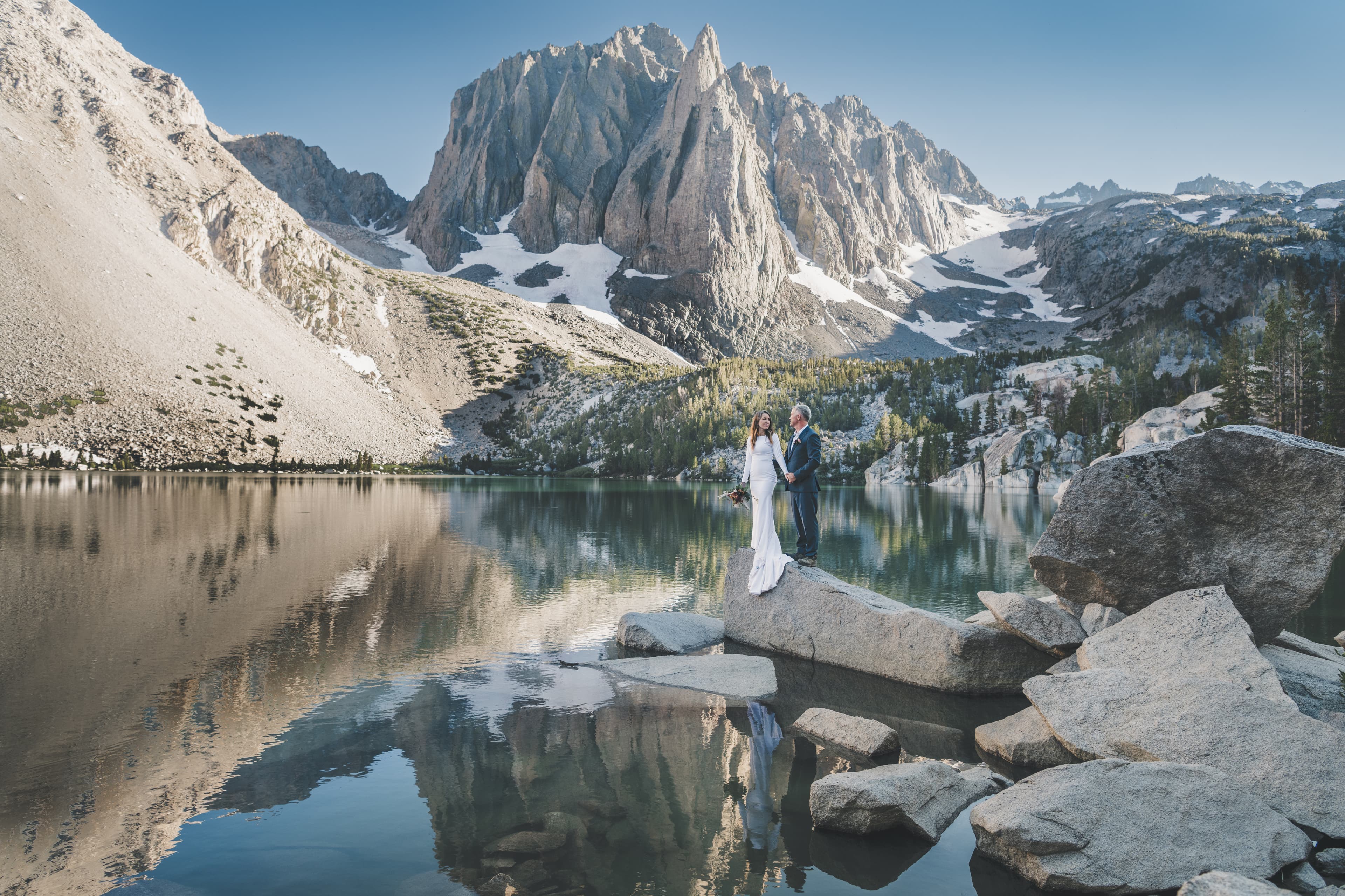 Chrishna and Scott Mammoth elopement — romantic portrait in the Sierra Nevada