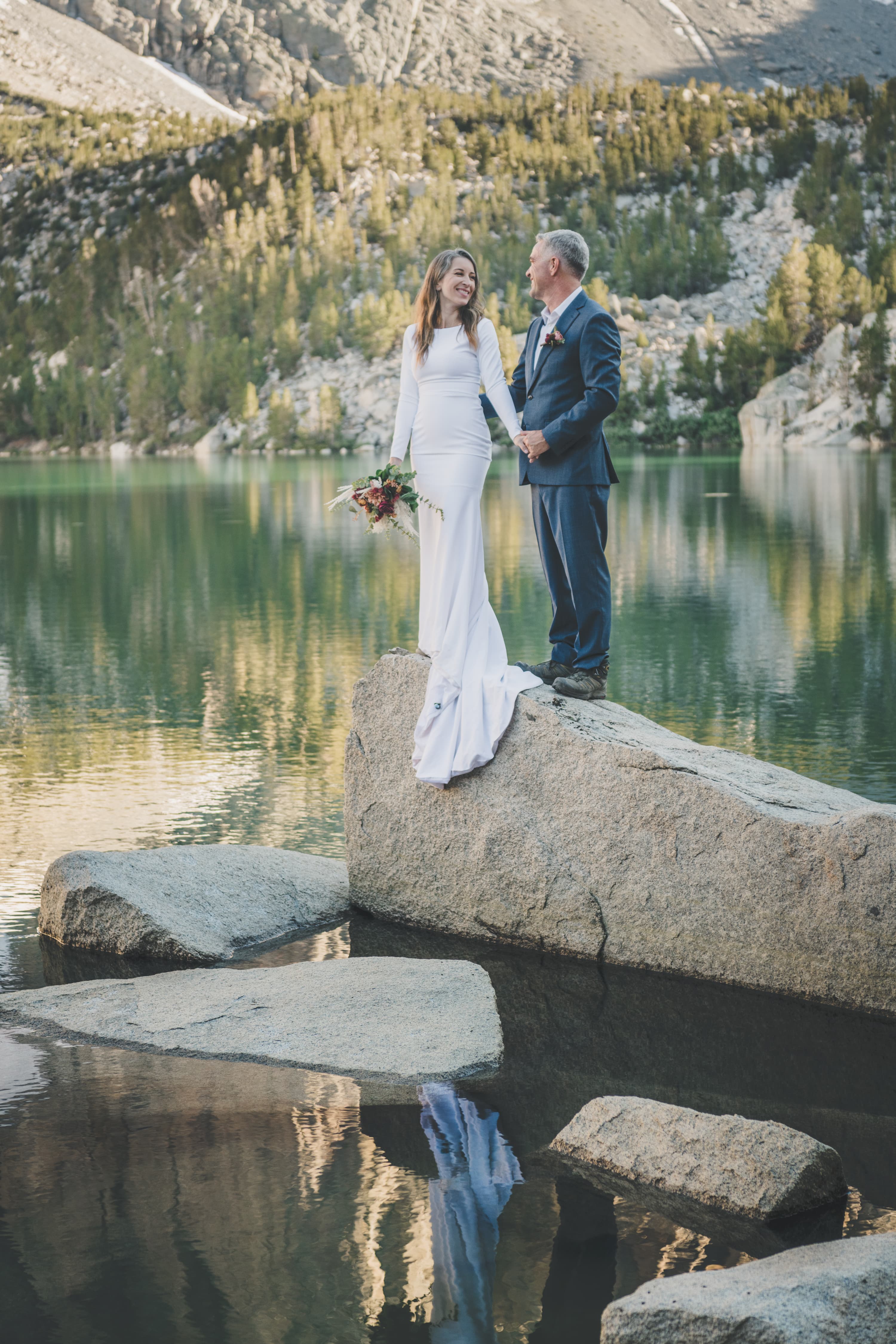 Chrishna and Scott elopement at Mammoth — couple in the alpine landscape