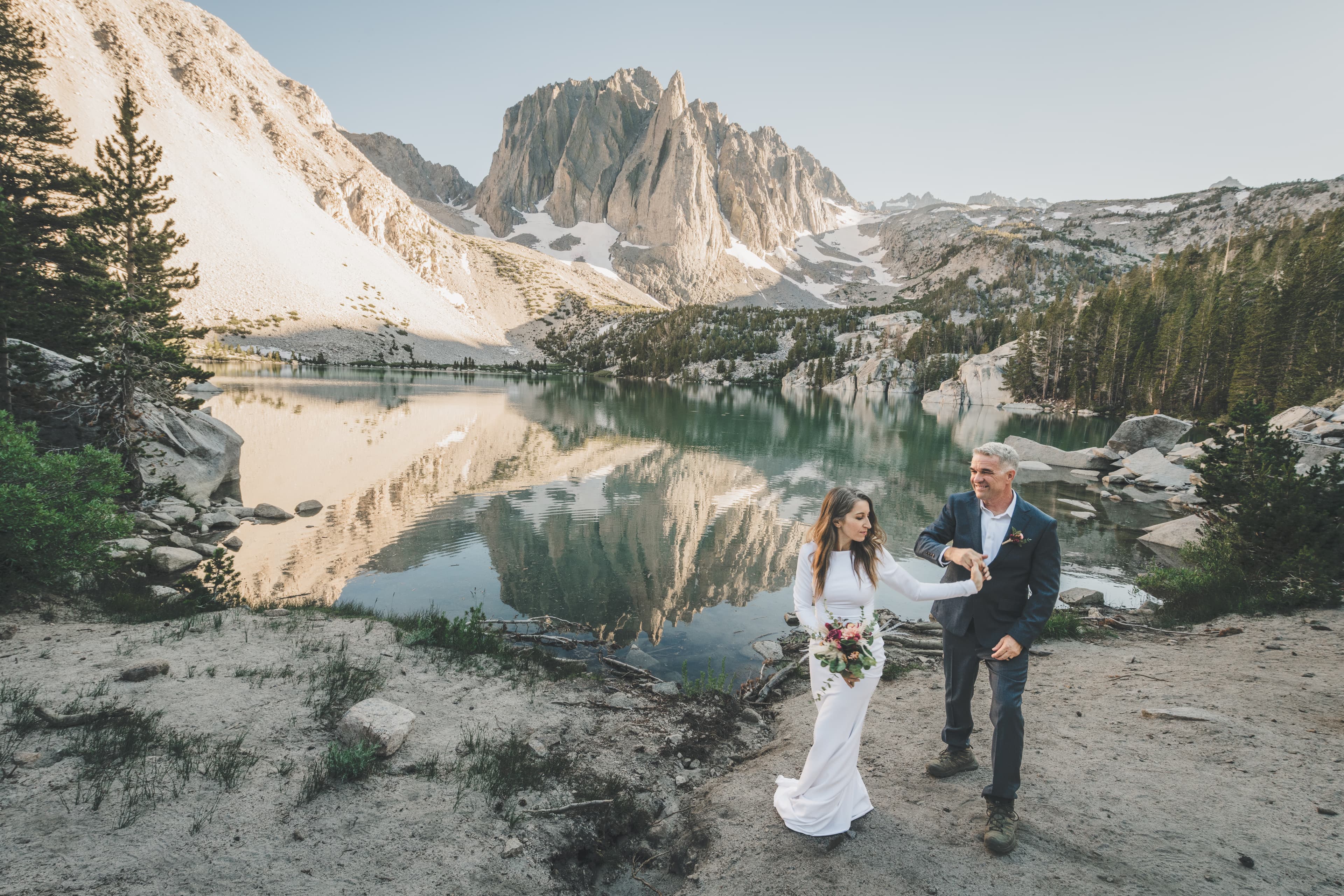 Chrishna and Scott Mammoth elopement — intimate portrait with alpine backdrop