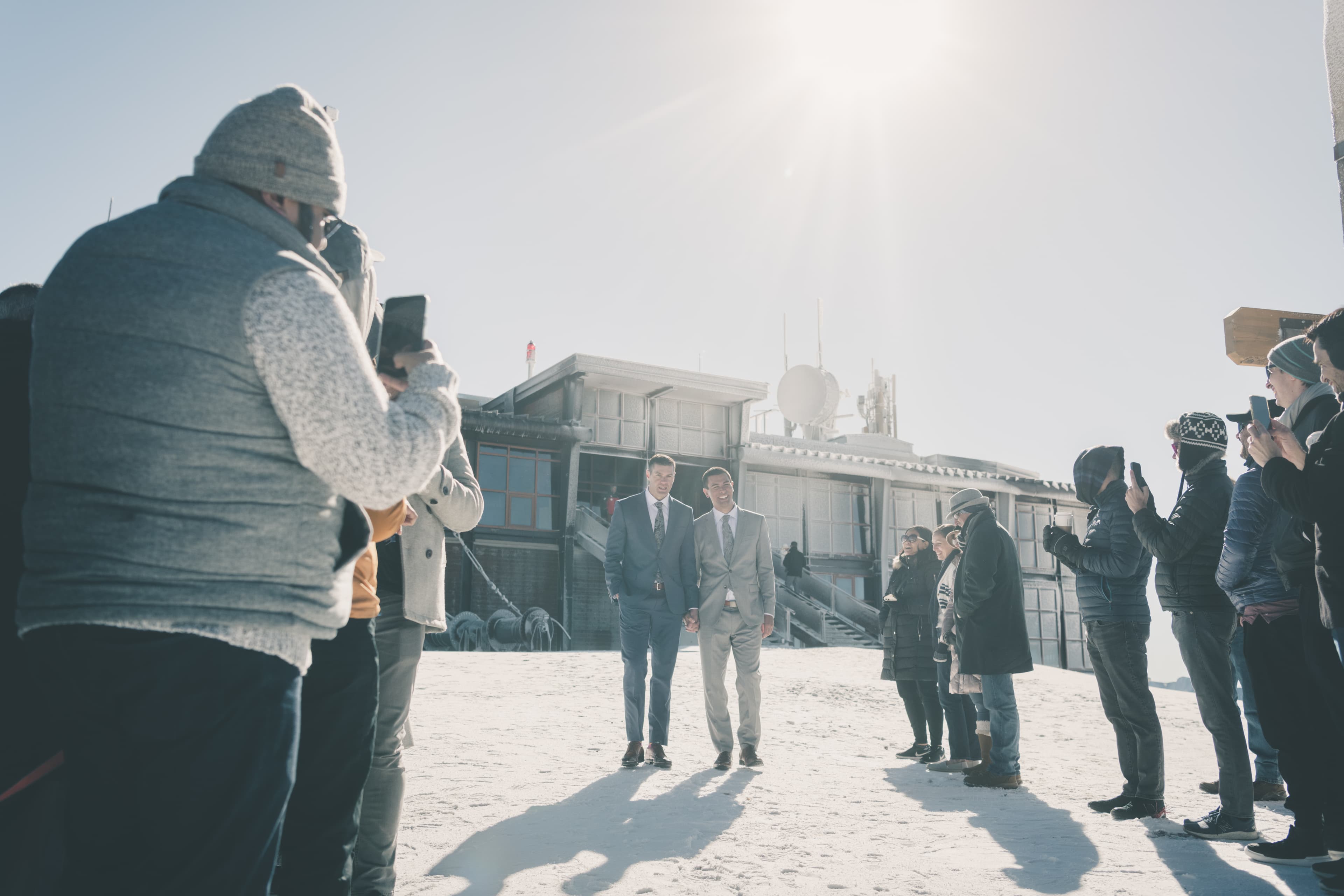Ben and Zack wedding at Mammoth Lakes — couple with Eastern Sierra peaks