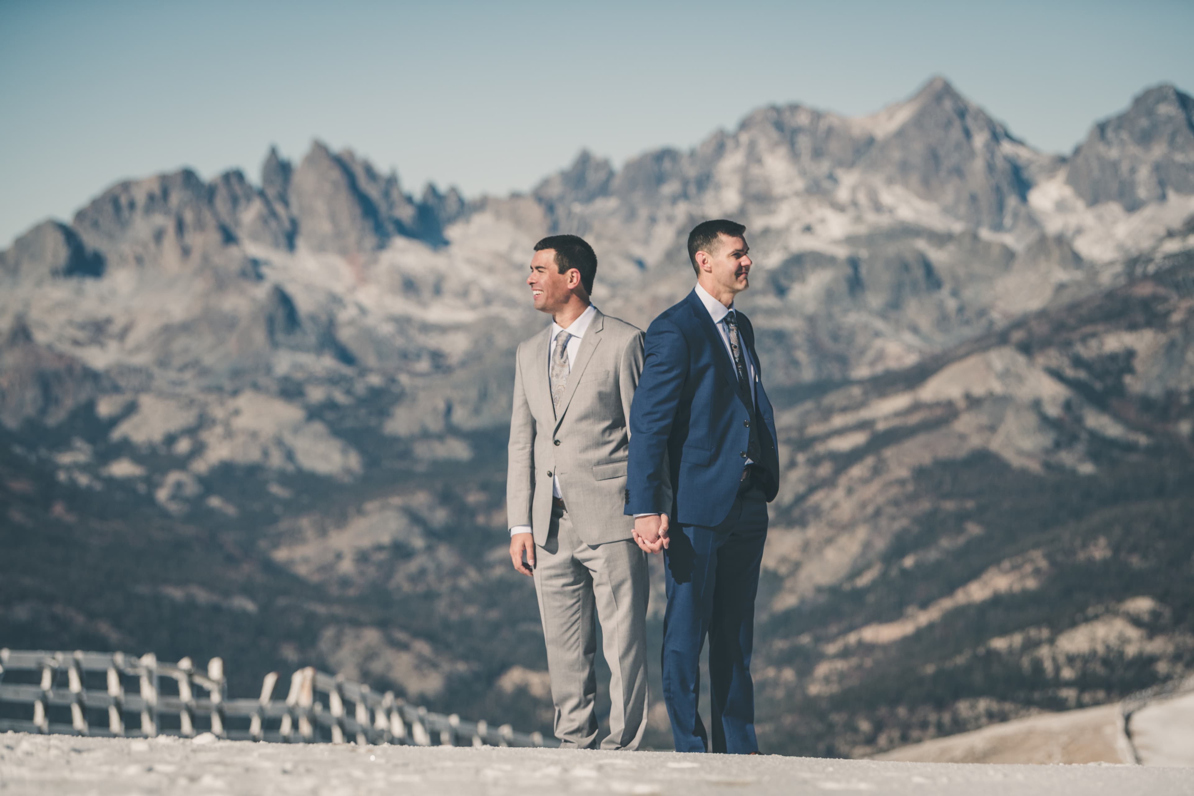 Ben and Zack Mammoth wedding — romantic moment in the Eastern Sierra