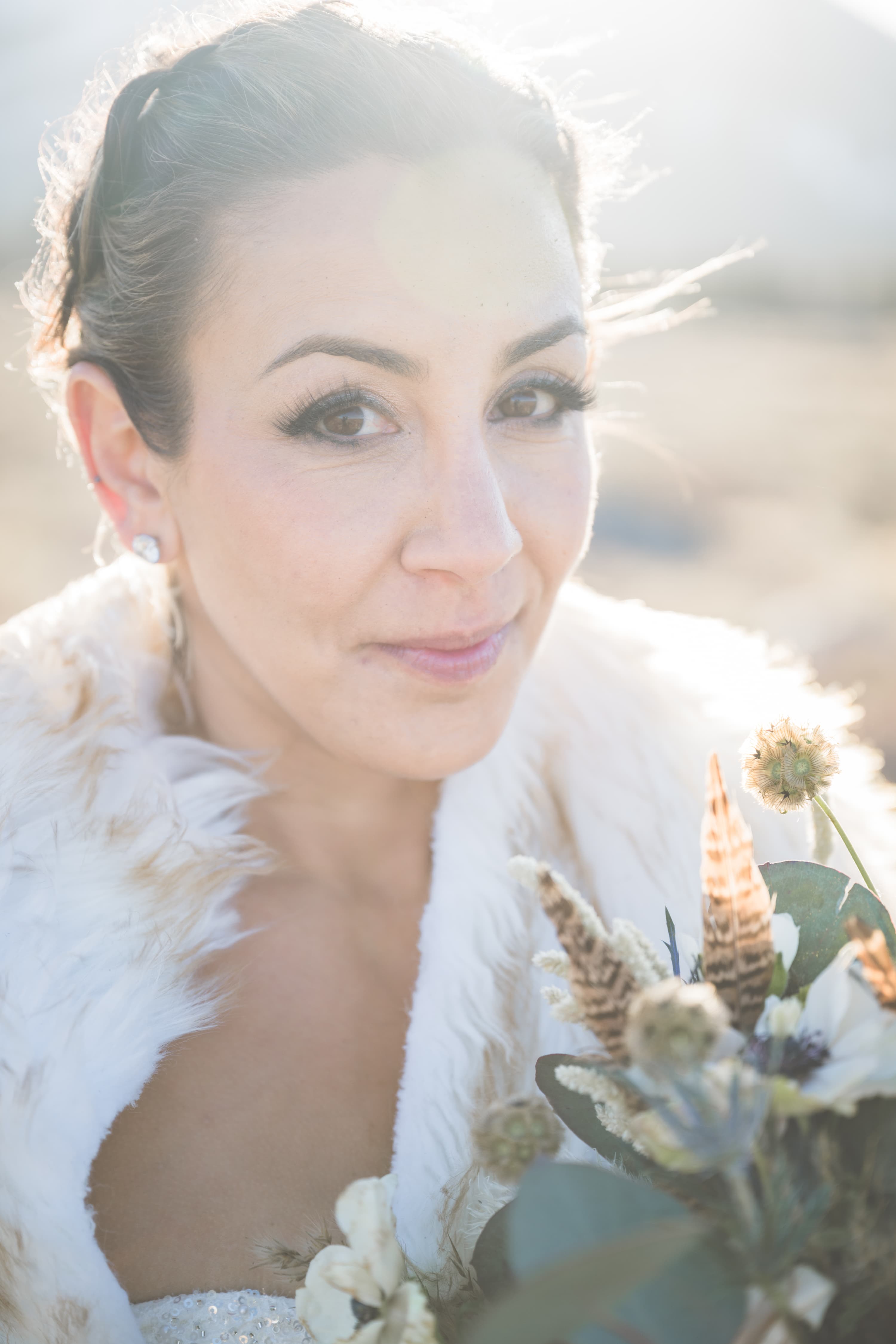 Diana and Ara wedding portrait — Mammoth Lakes mountain and sky backdrop