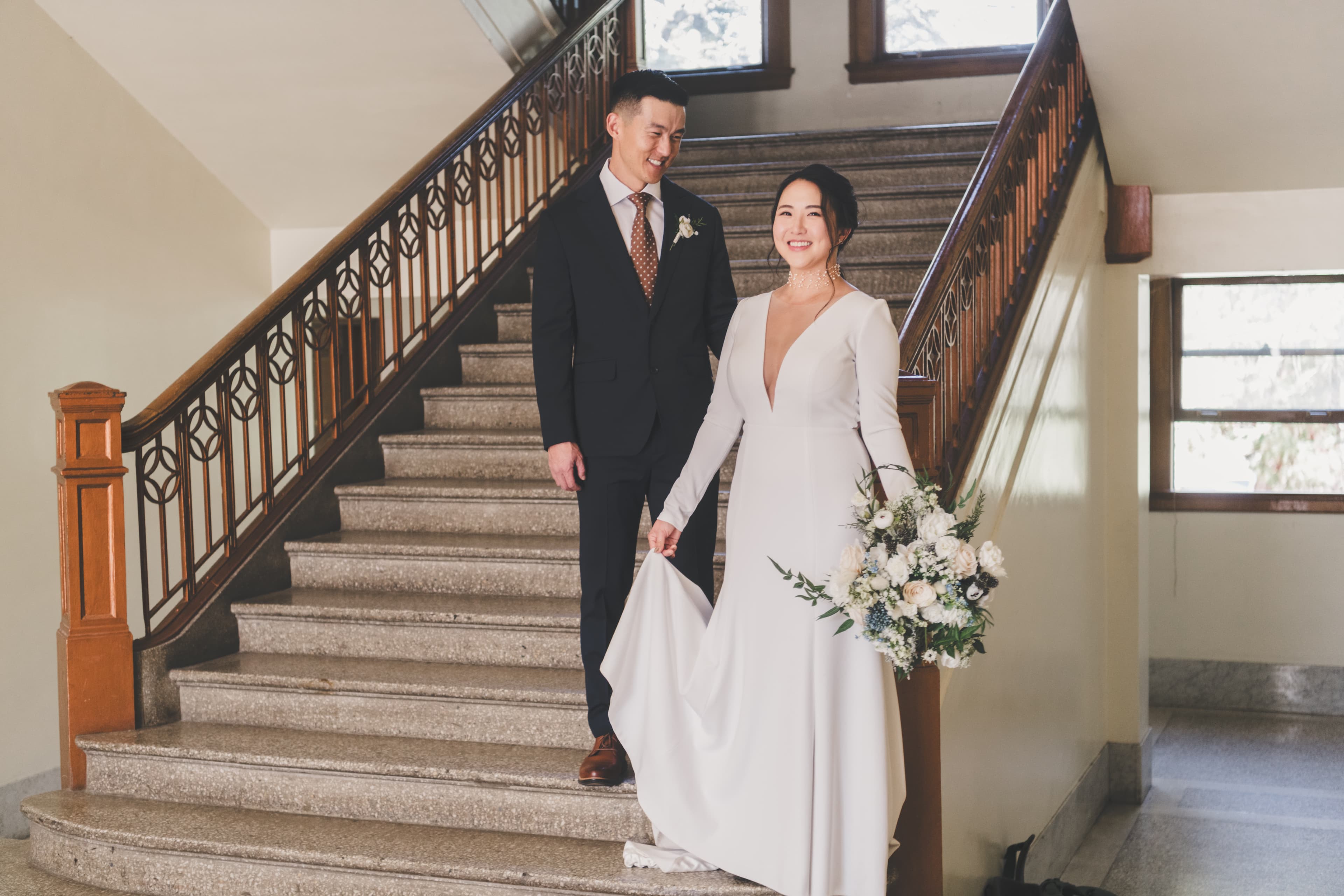 Hana and Chris Mammoth wedding — candid moment with Eastern Sierra scenery