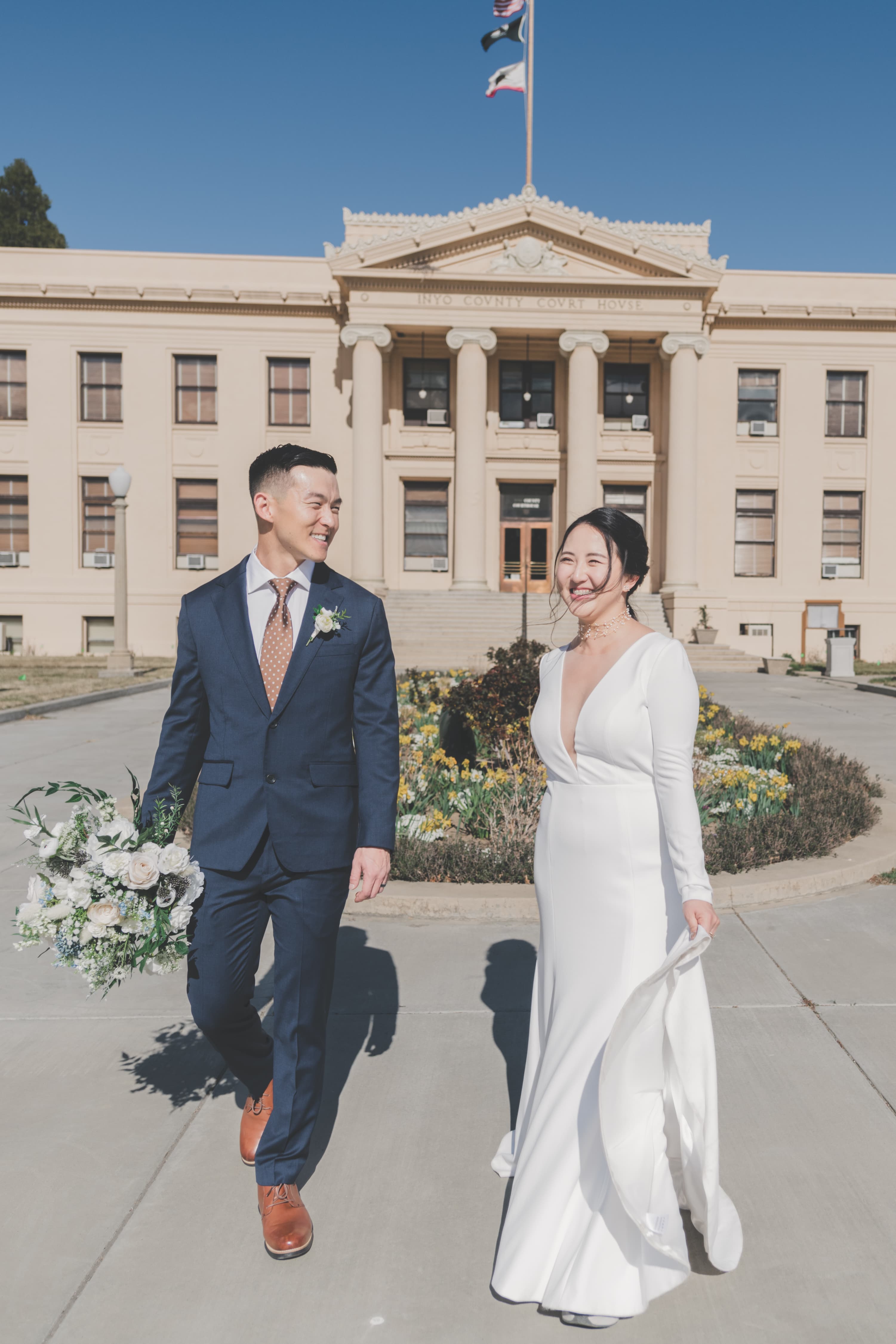 Hana and Chris wedding at Mammoth — couple with alpine mountain backdrop