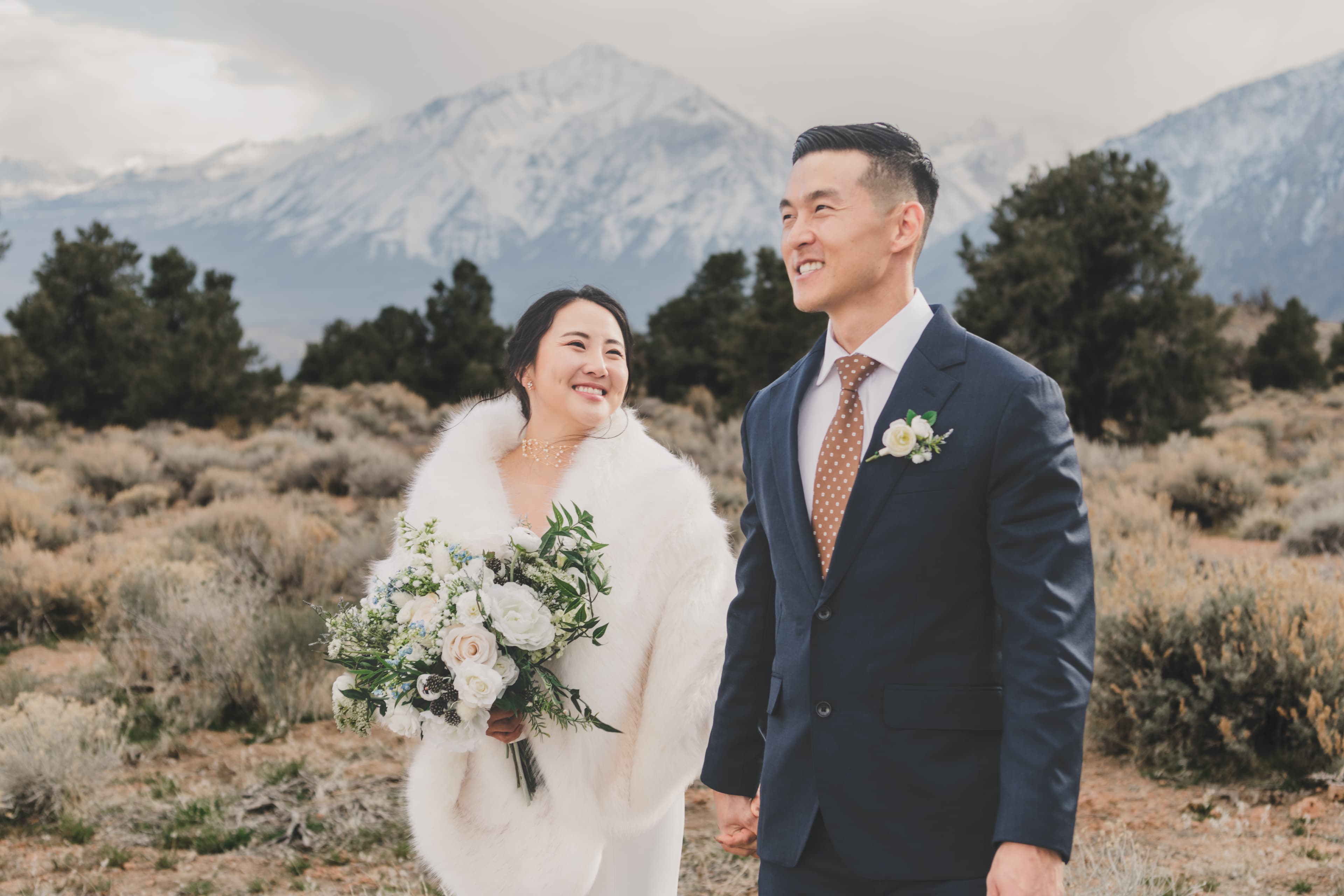 Hana and Chris wedding portrait — Eastern Sierra light at Mammoth Lakes