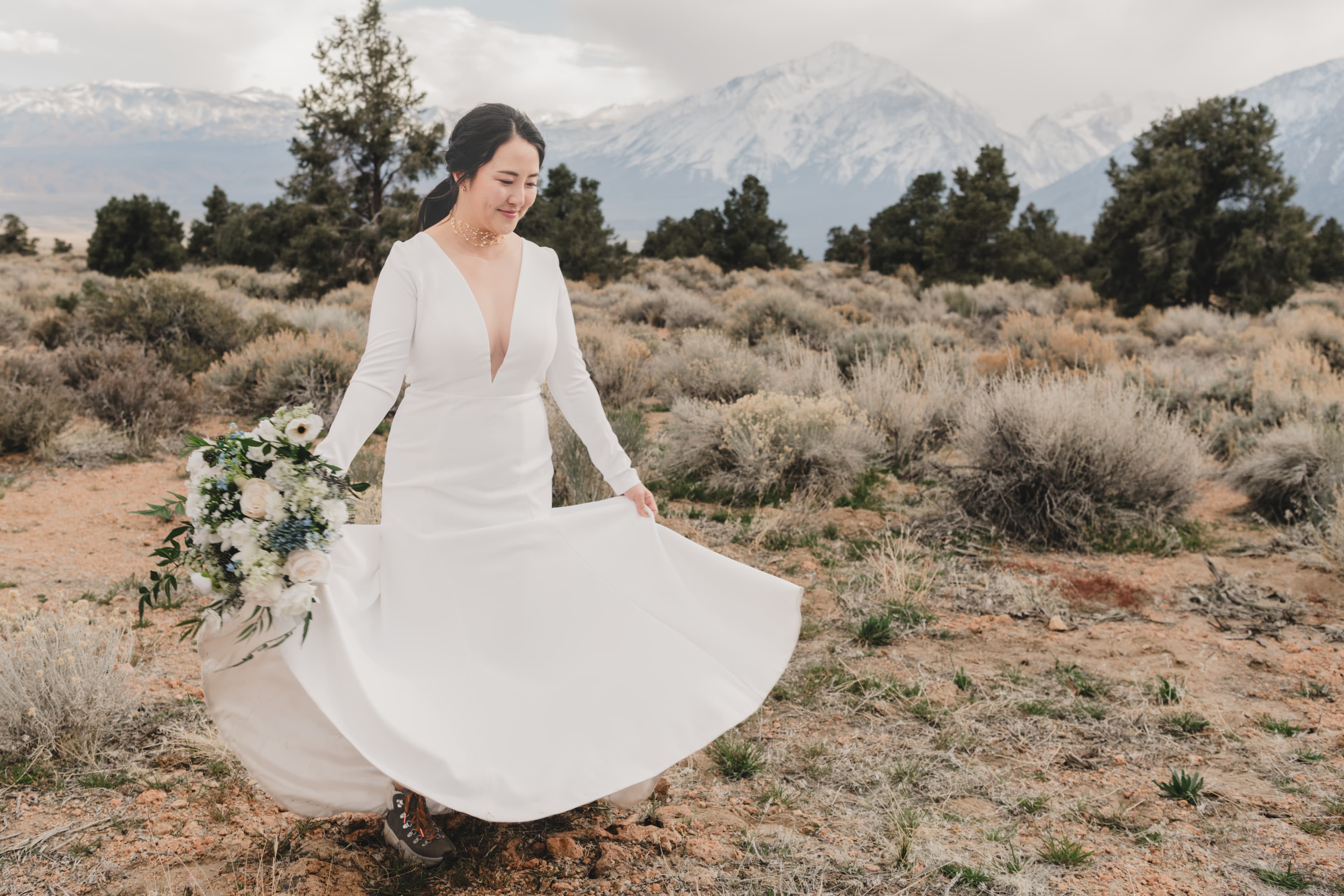 Hana and Chris Mammoth wedding — romantic portrait in the Sierra Nevada
