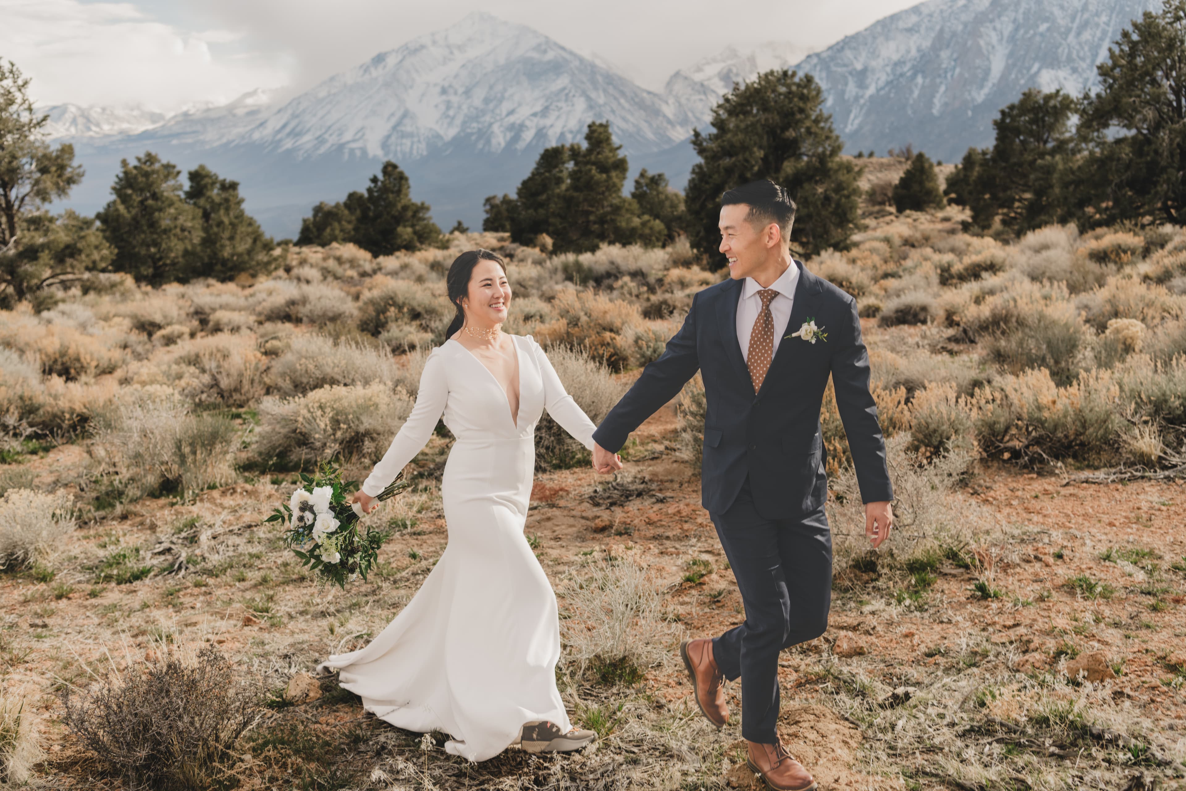 Hana and Chris wedding at Mammoth — couple in the alpine landscape