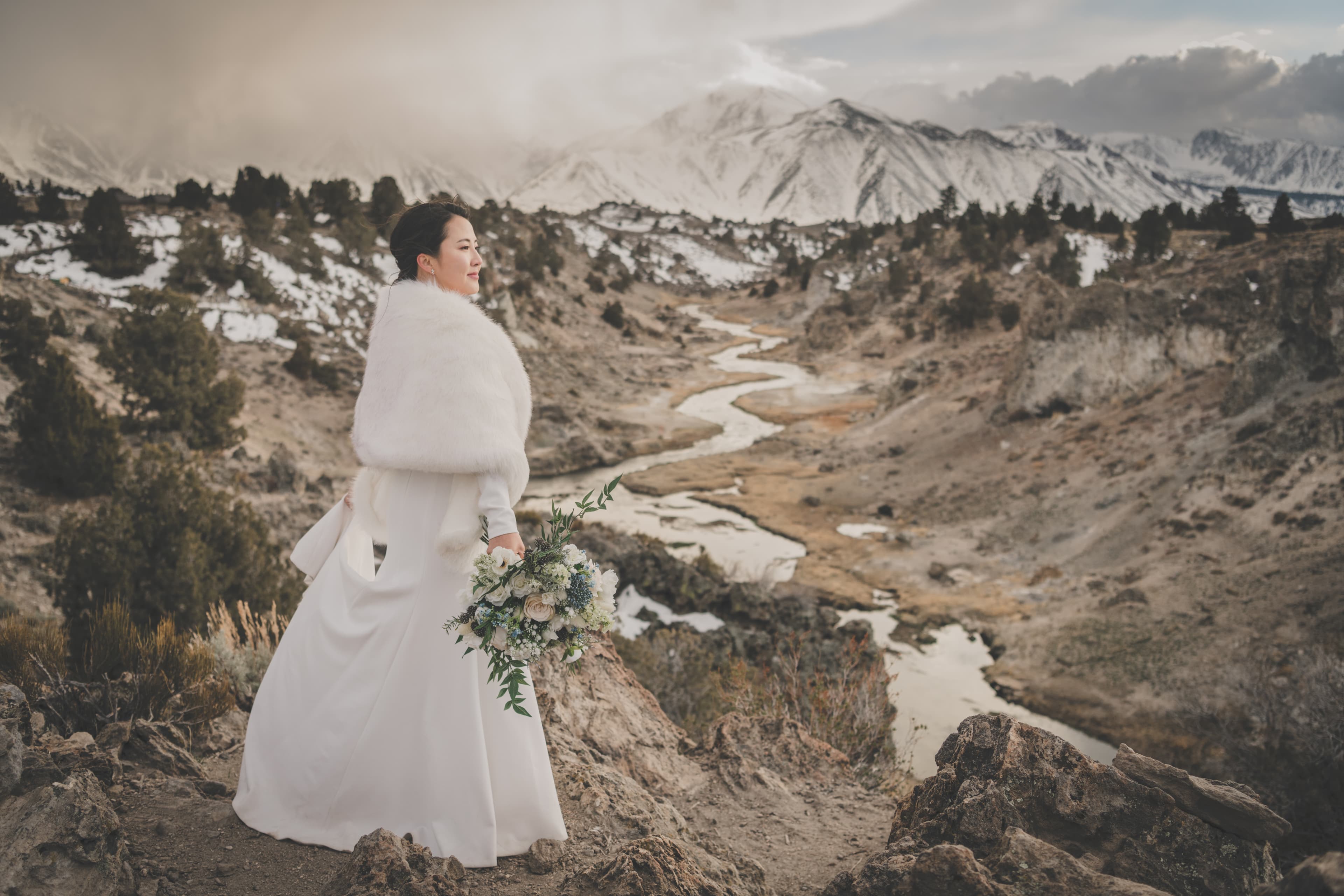 Hana and Chris Mammoth wedding — romantic moment in the Eastern Sierra