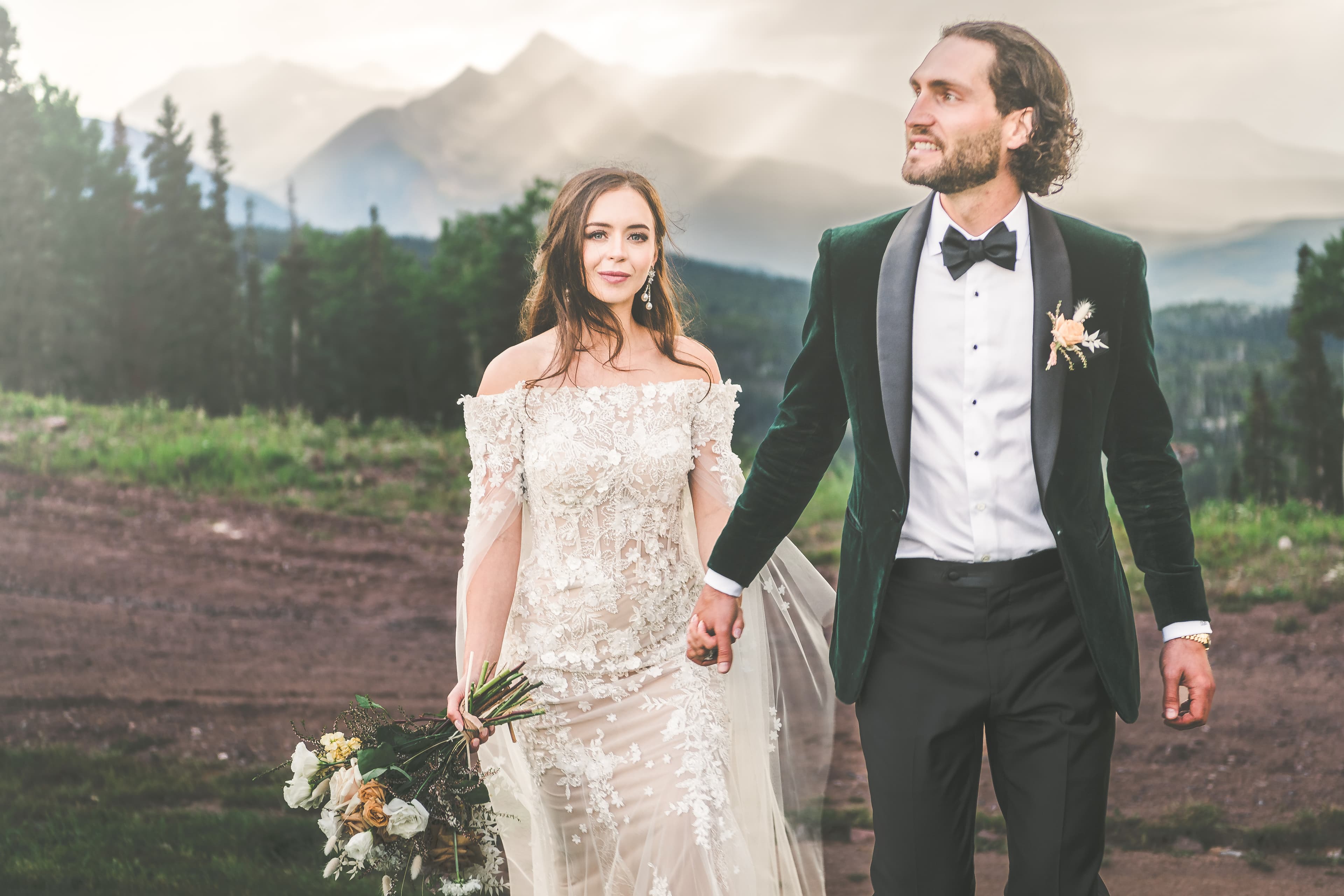 Ben and Elizabeth on their wedding day at Allred's Restaurant in Telluride, Colorado