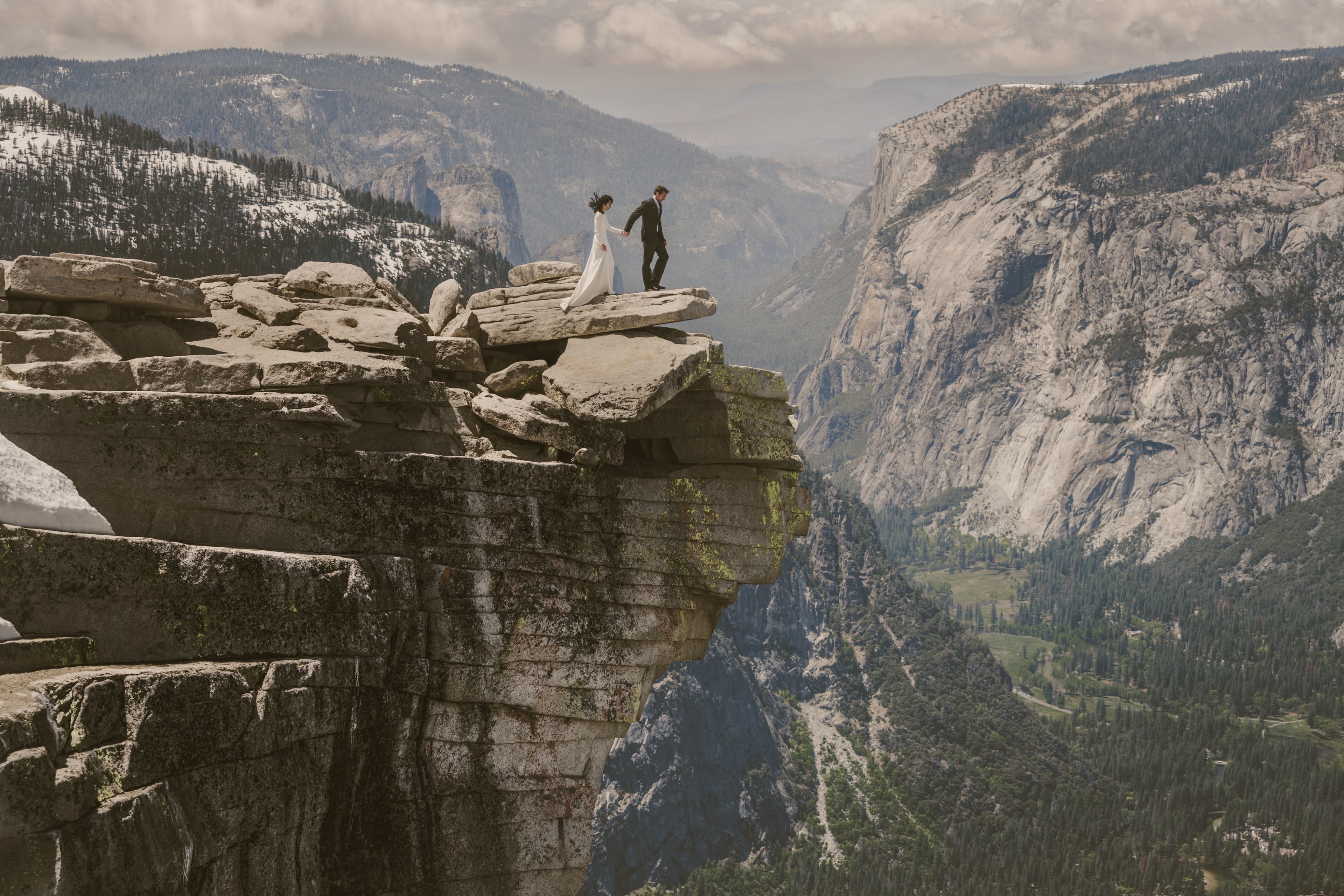Sheri and Matt elopement portrait — Yosemite valley light and granite backdrop