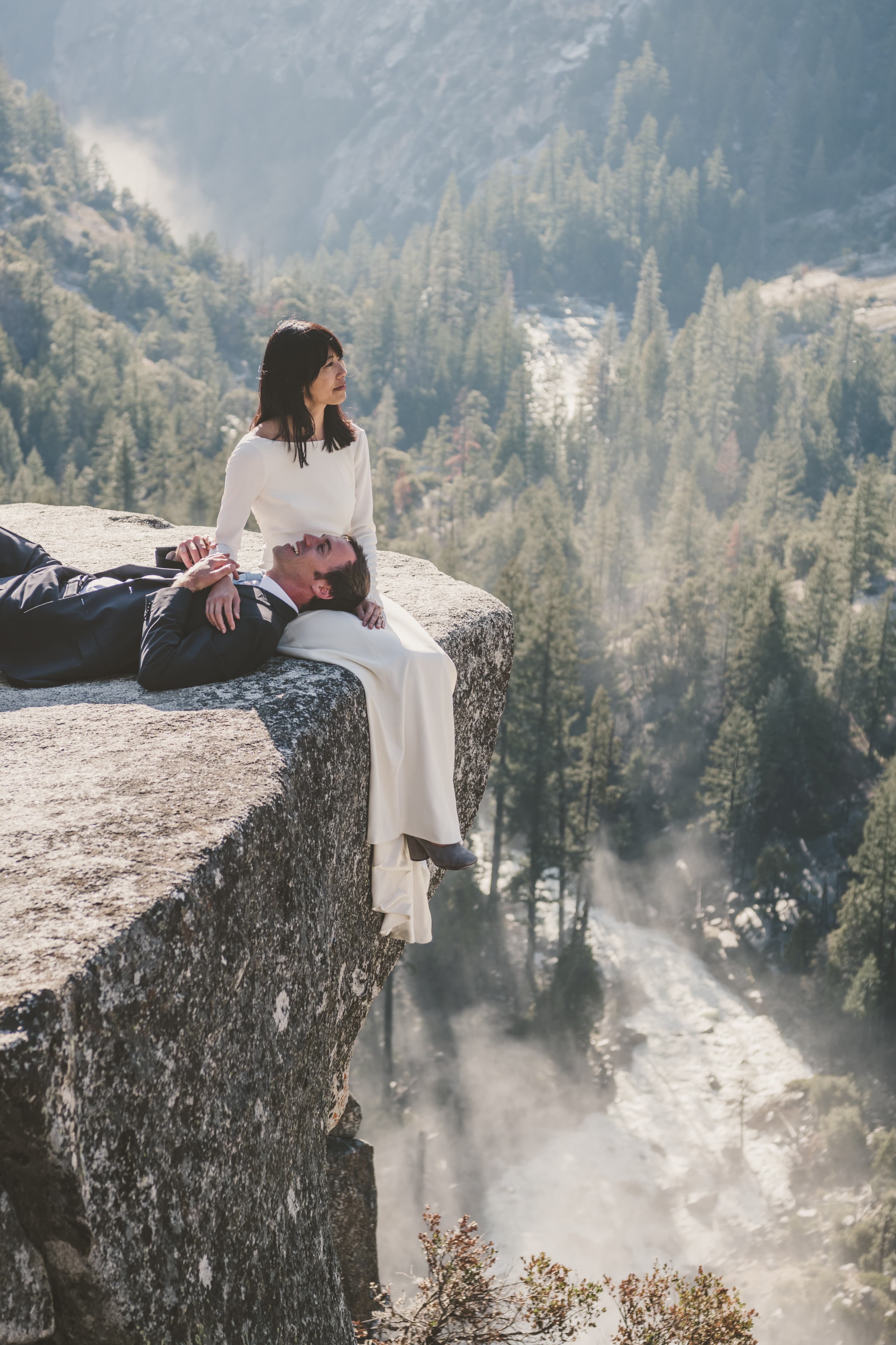 Sheri and Matt Yosemite elopement — intimate portrait with granite scenery