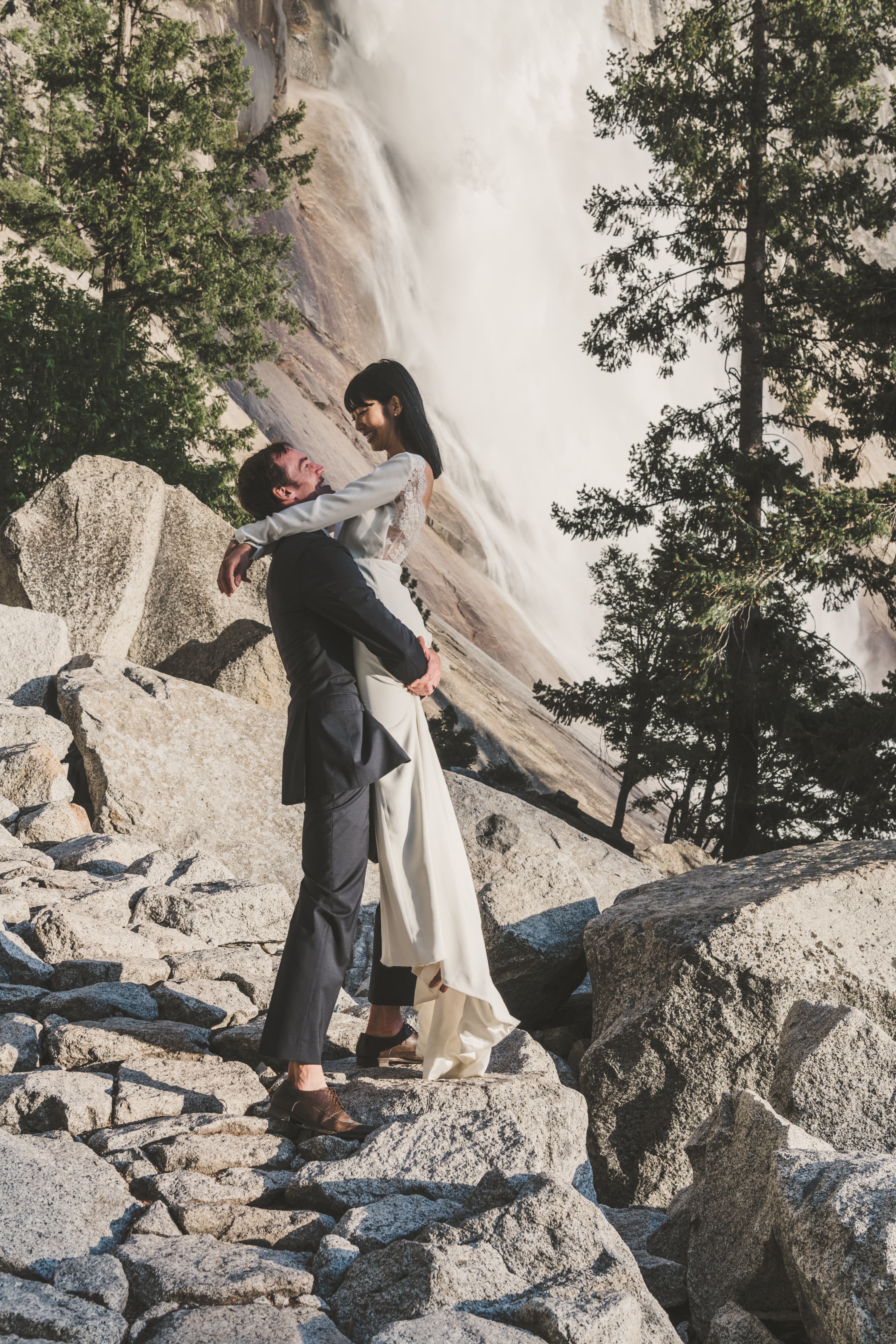 Sheri and Matt Yosemite elopement — portrait in the national park landscape