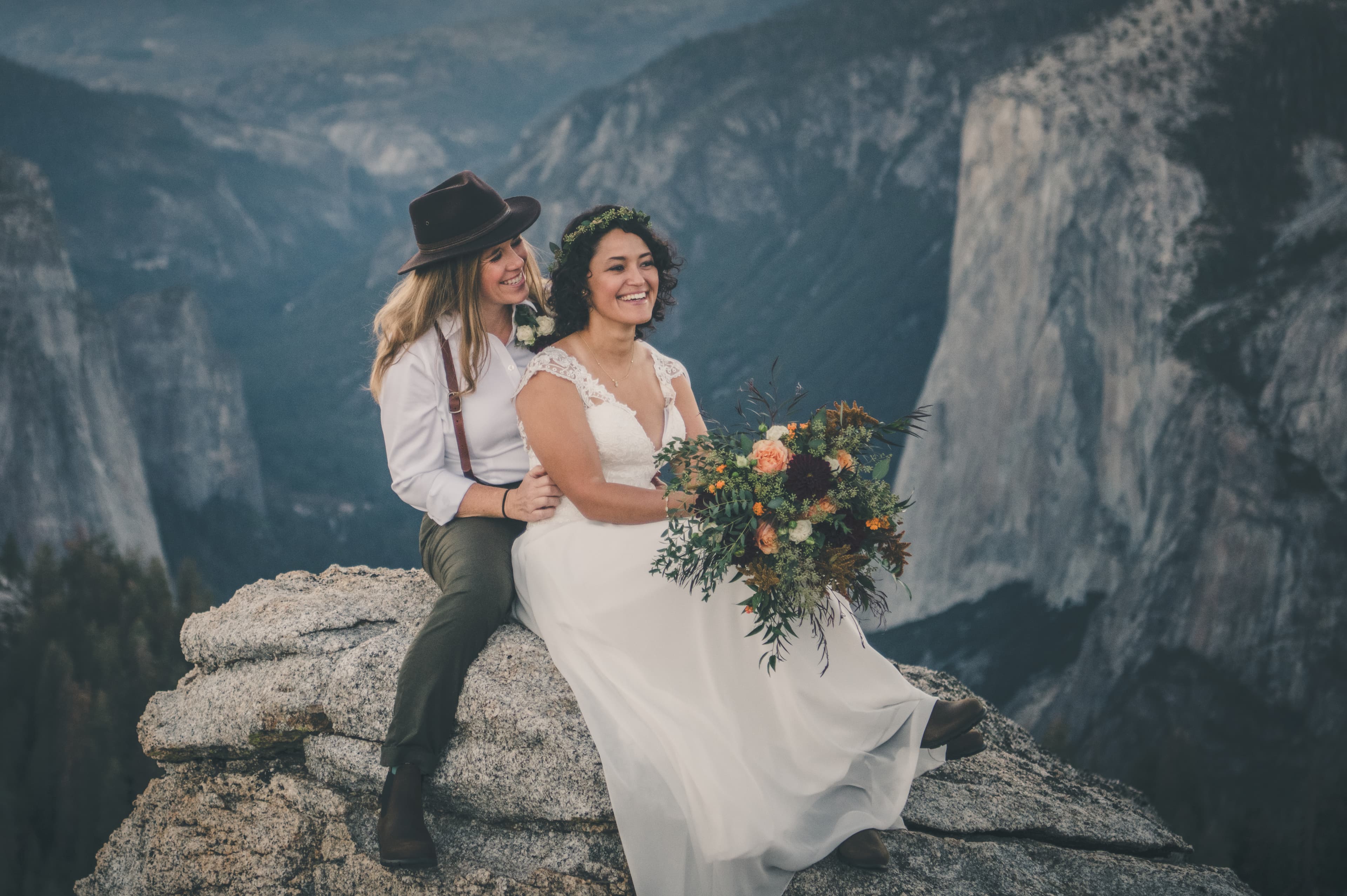 Steph and Katie Yosemite elopement — intimate couple moment in the park