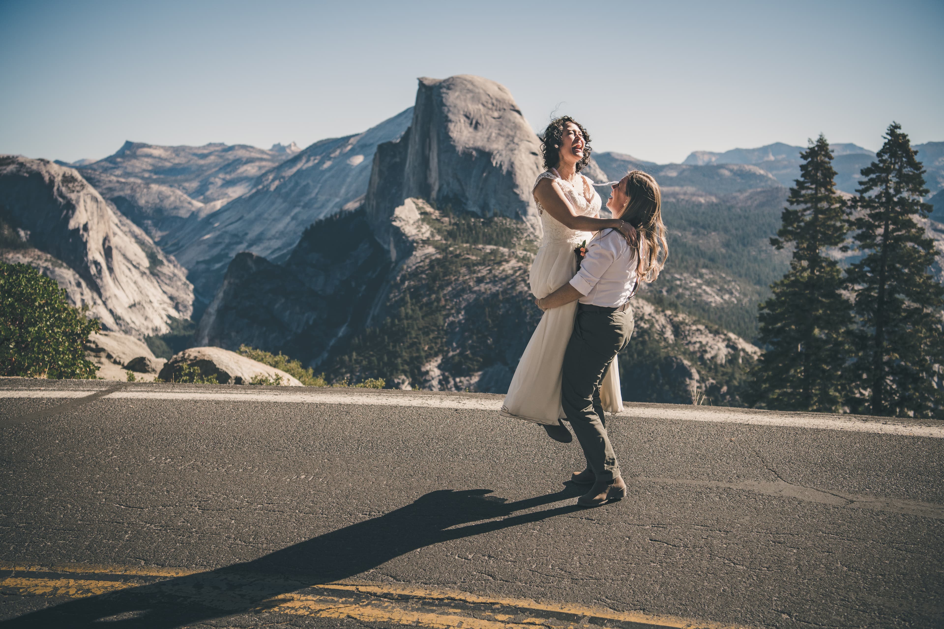 Steph and Katie Yosemite elopement — intimate moment in the national park