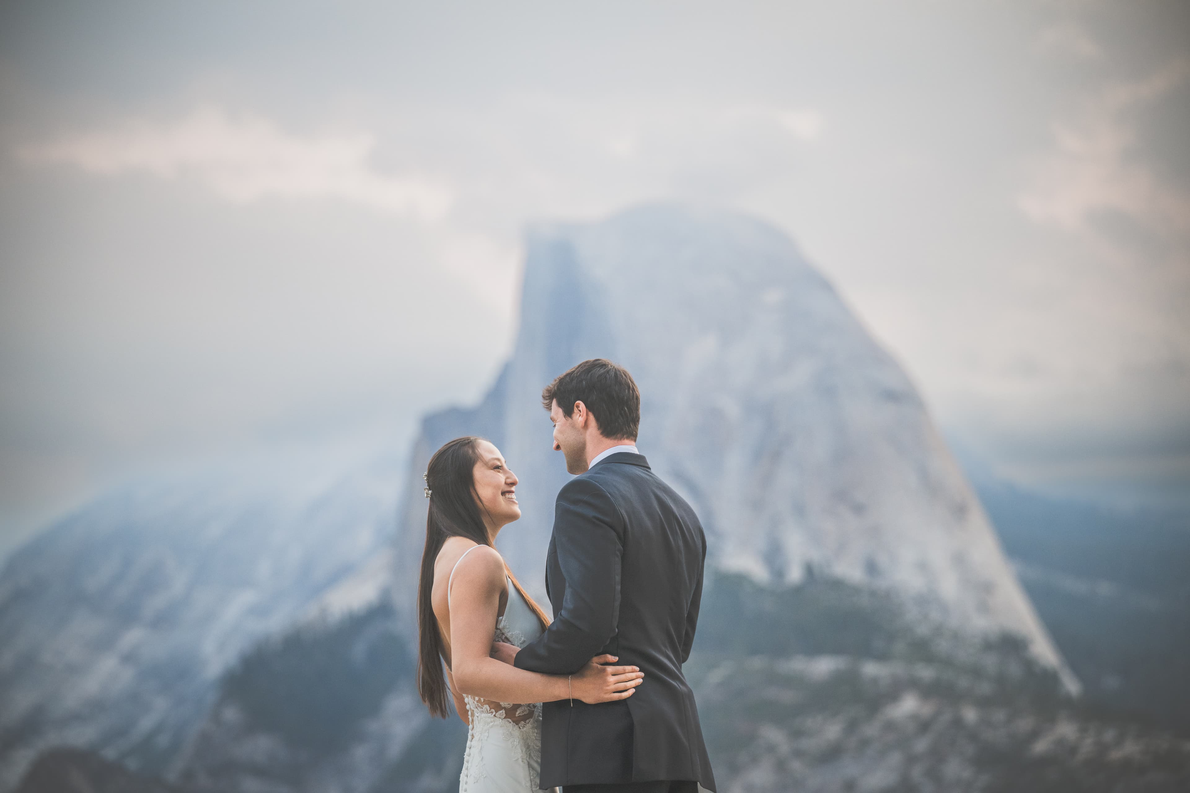 Yuleen and James elopement in Yosemite National Park — couple portrait in the valley