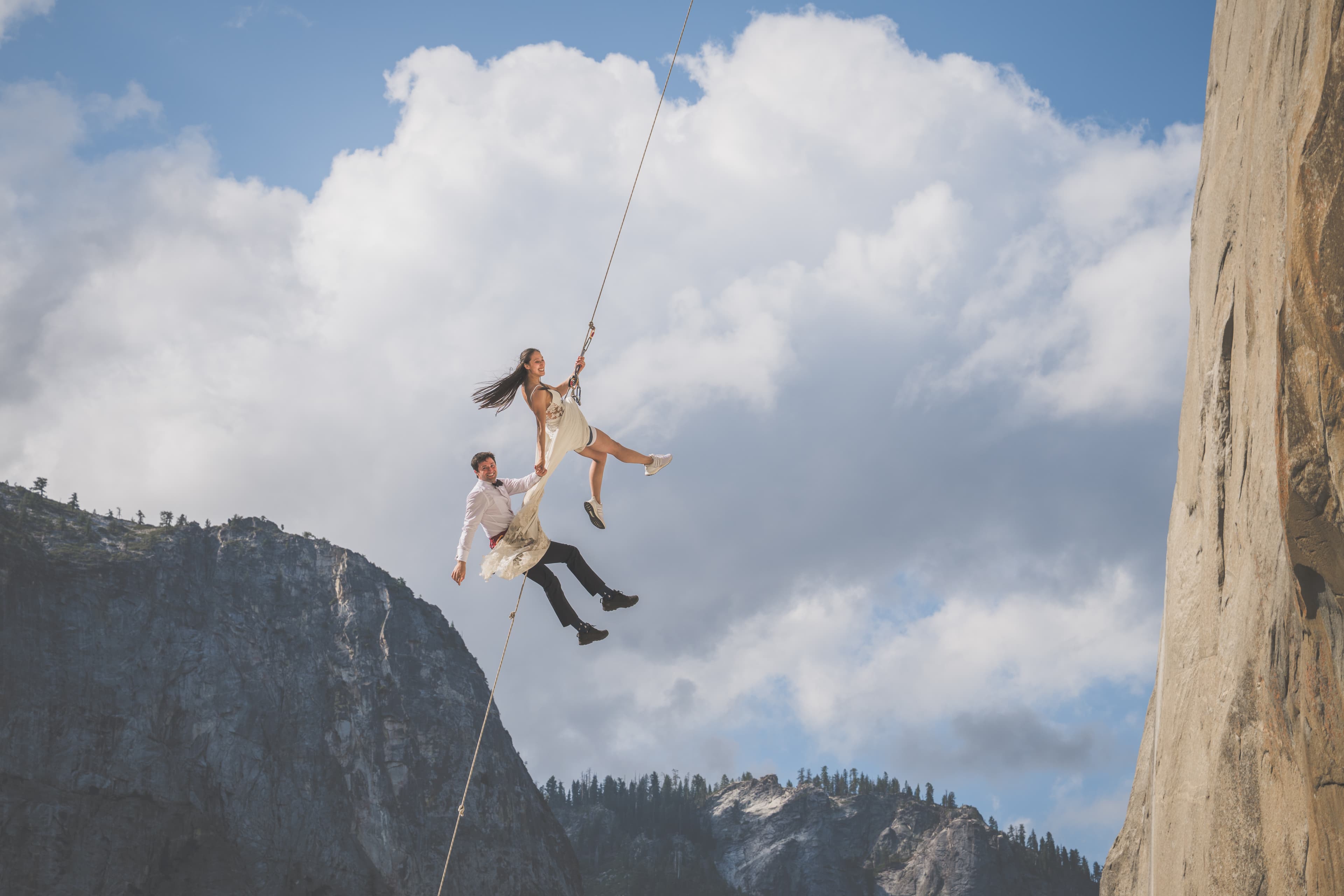 Yuleen and James elopement in Yosemite — portrait with valley views