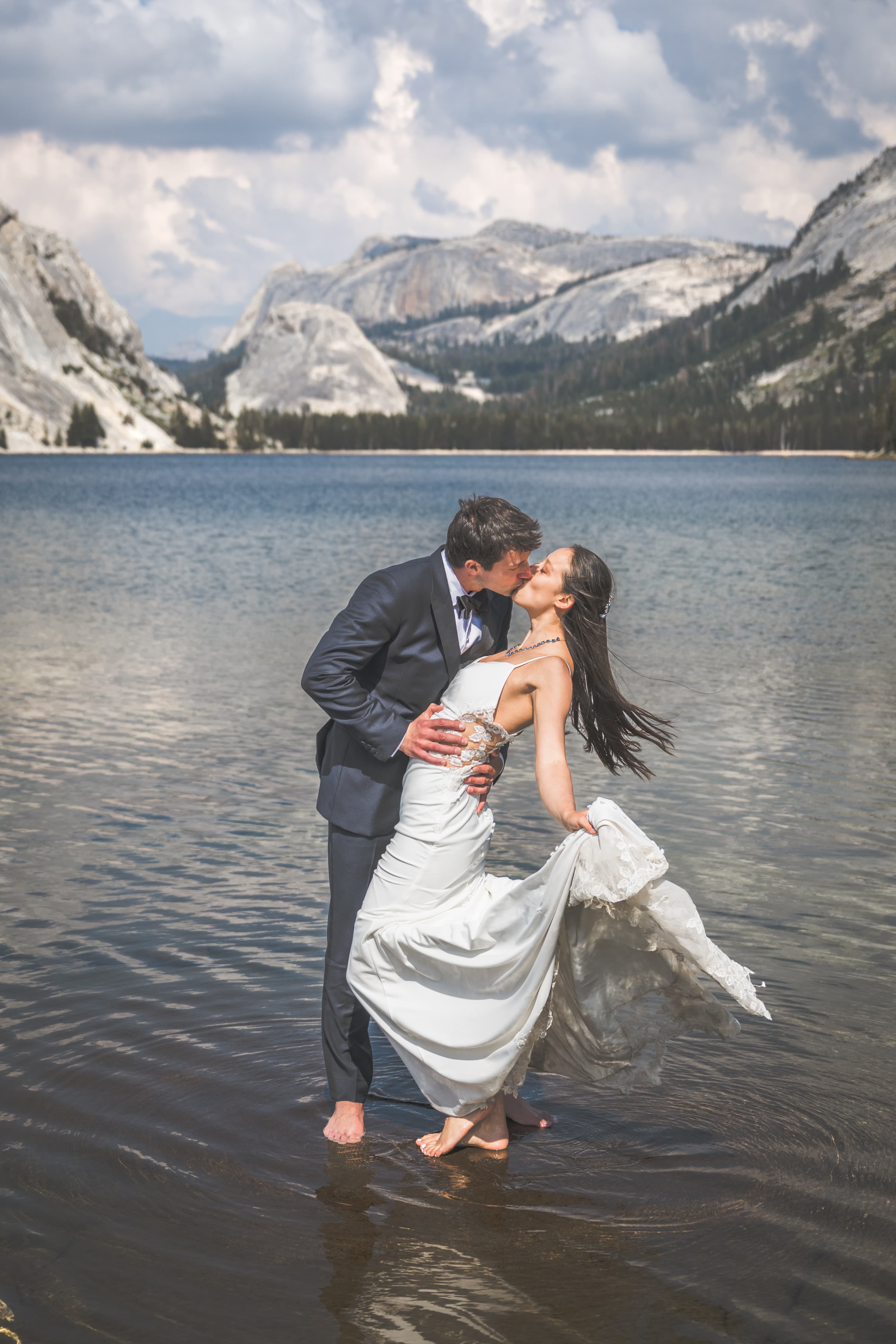 Yuleen and James elopement — couple portrait with Yosemite granite backdrop