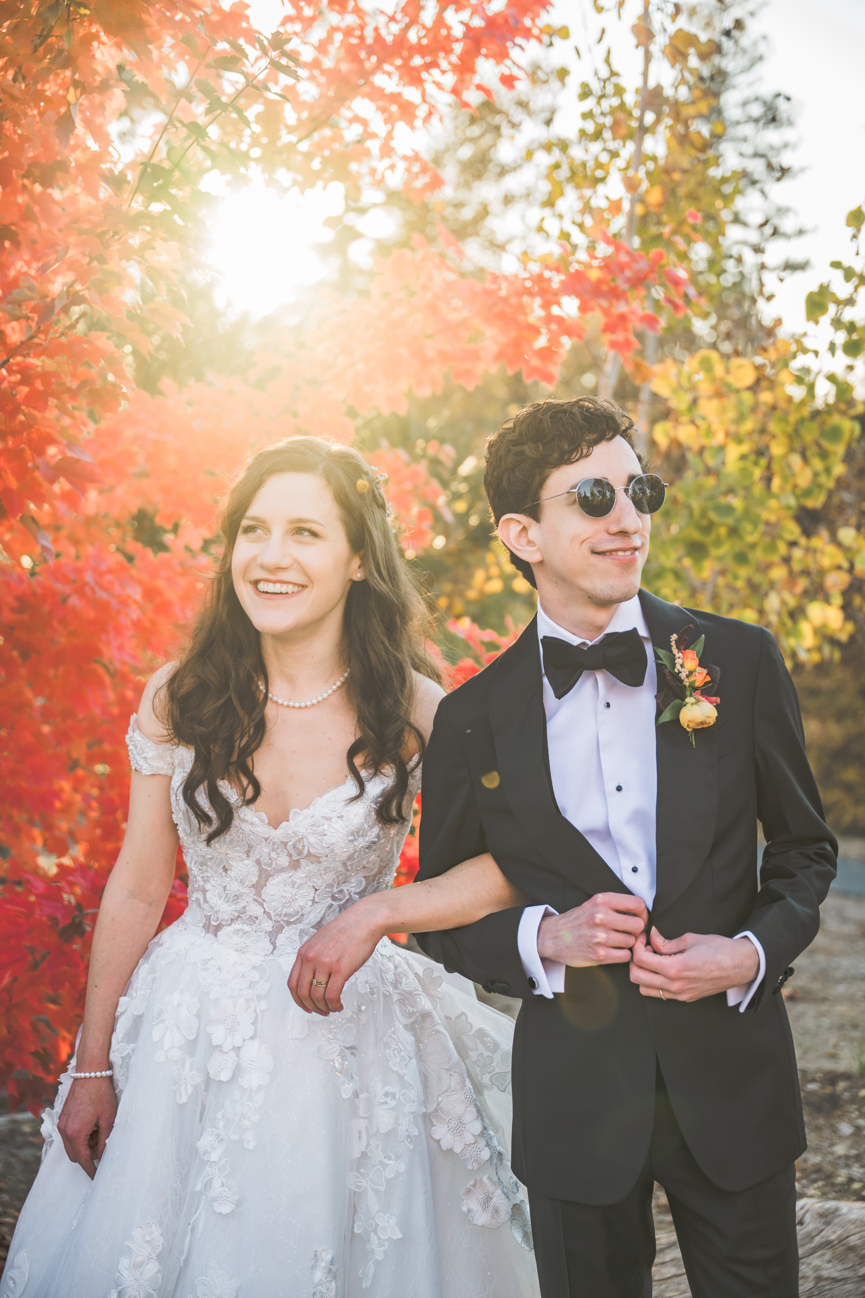 Adam and Steph Yosemite wedding — portrait with granite and pine scenery