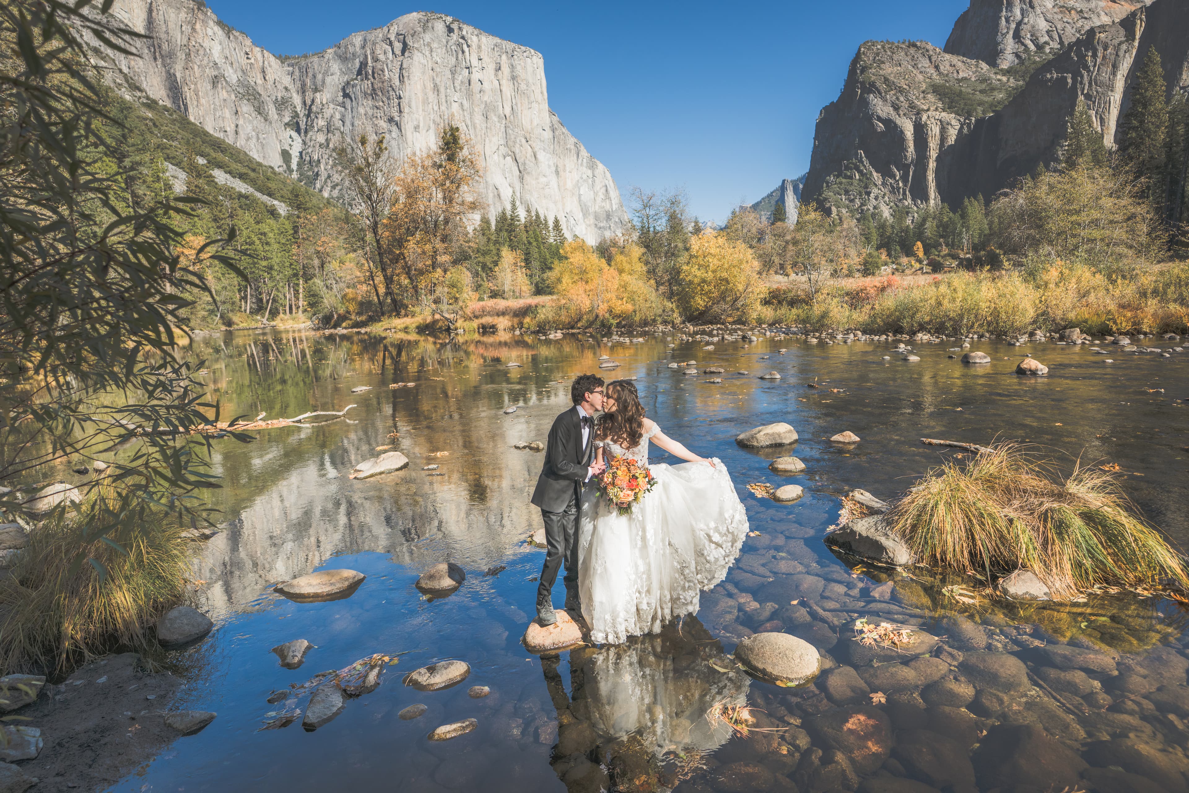 Adam and Steph Yosemite wedding — romantic moment in the national park