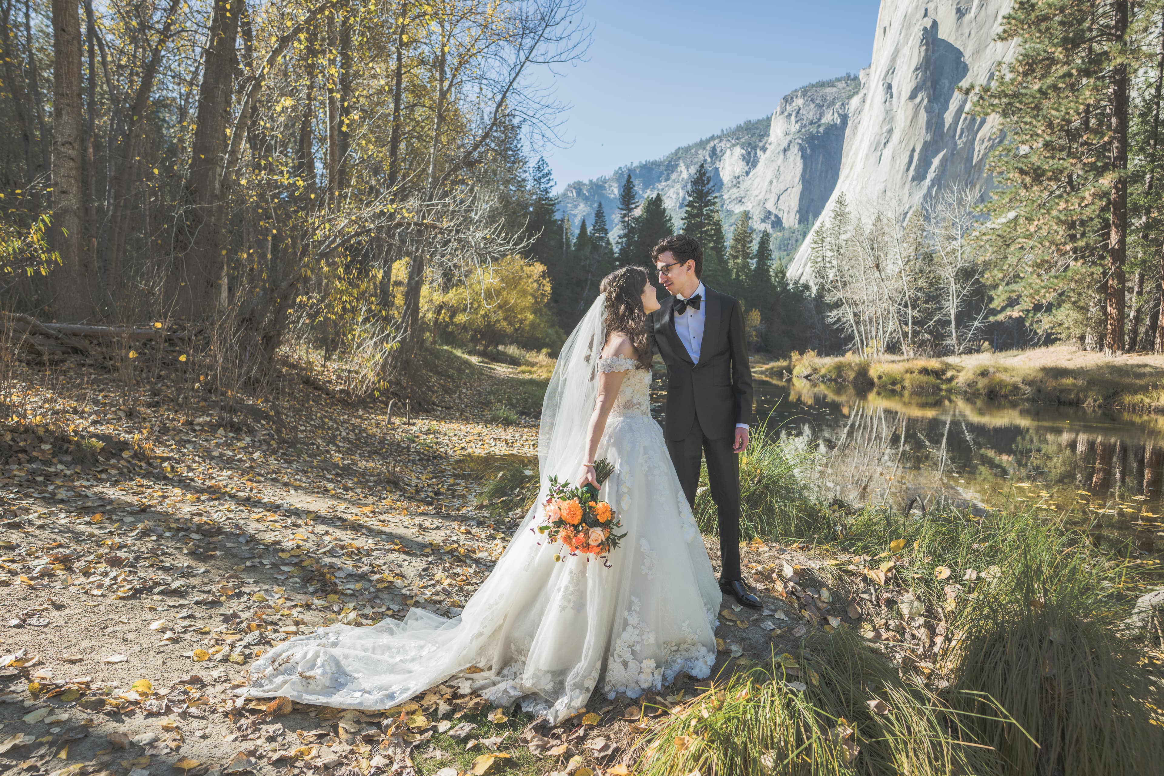 Adam and Steph wedding portrait — Sierra Nevada light in Yosemite valley