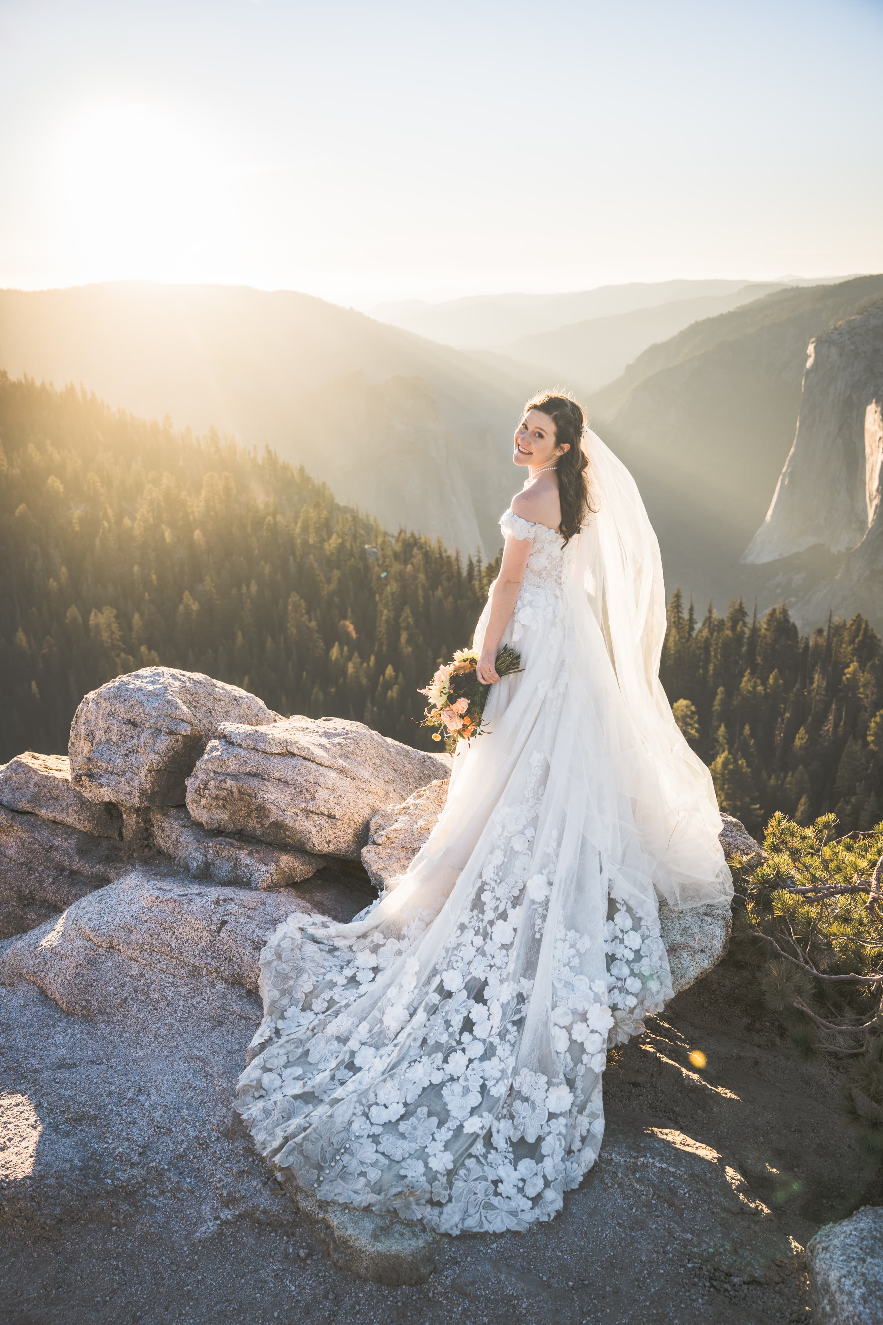 Adam and Steph Yosemite wedding — romantic portrait in the Sierra Nevada