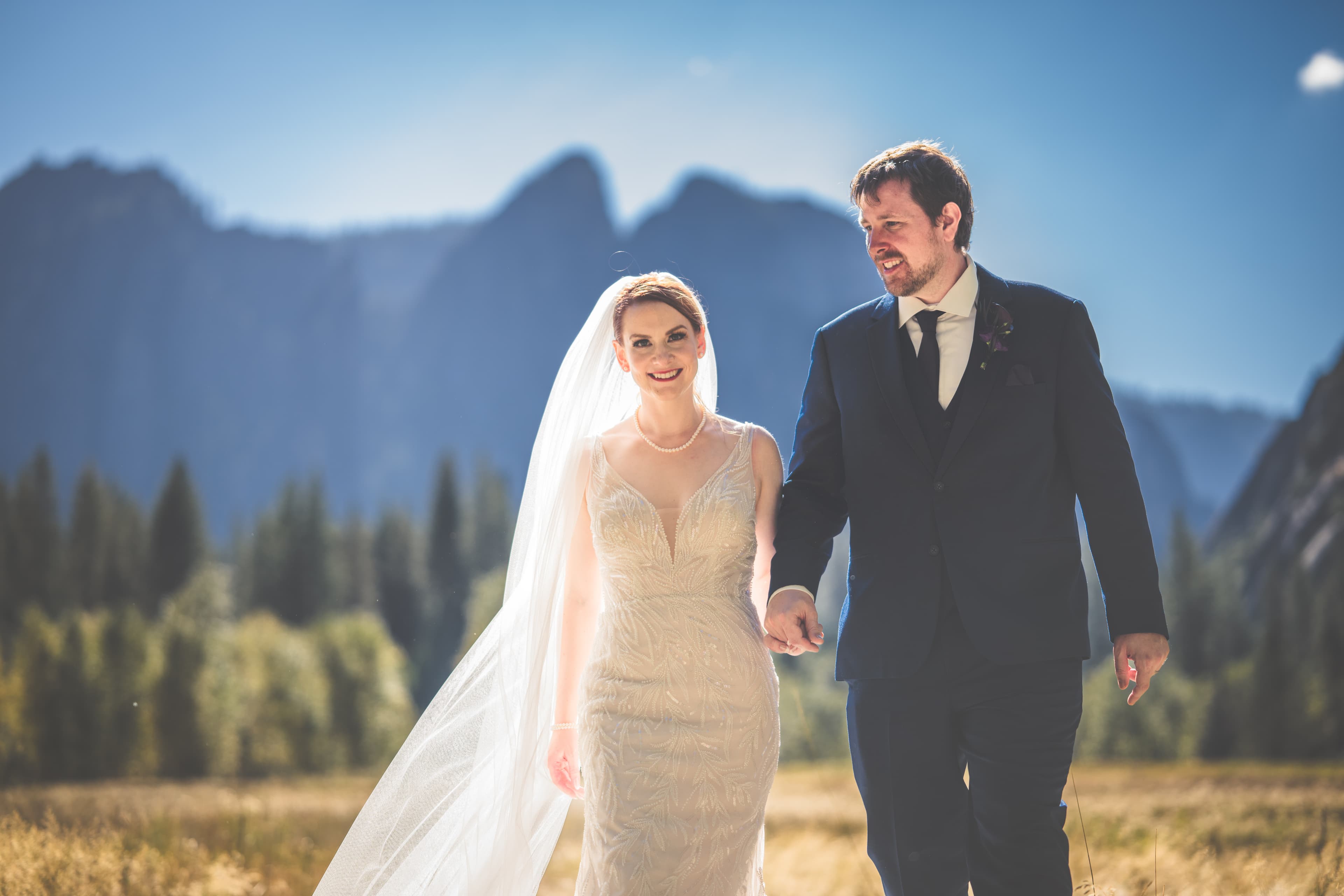 Lauren and Brian Yosemite wedding — romantic sneak peek portrait in the Sierra