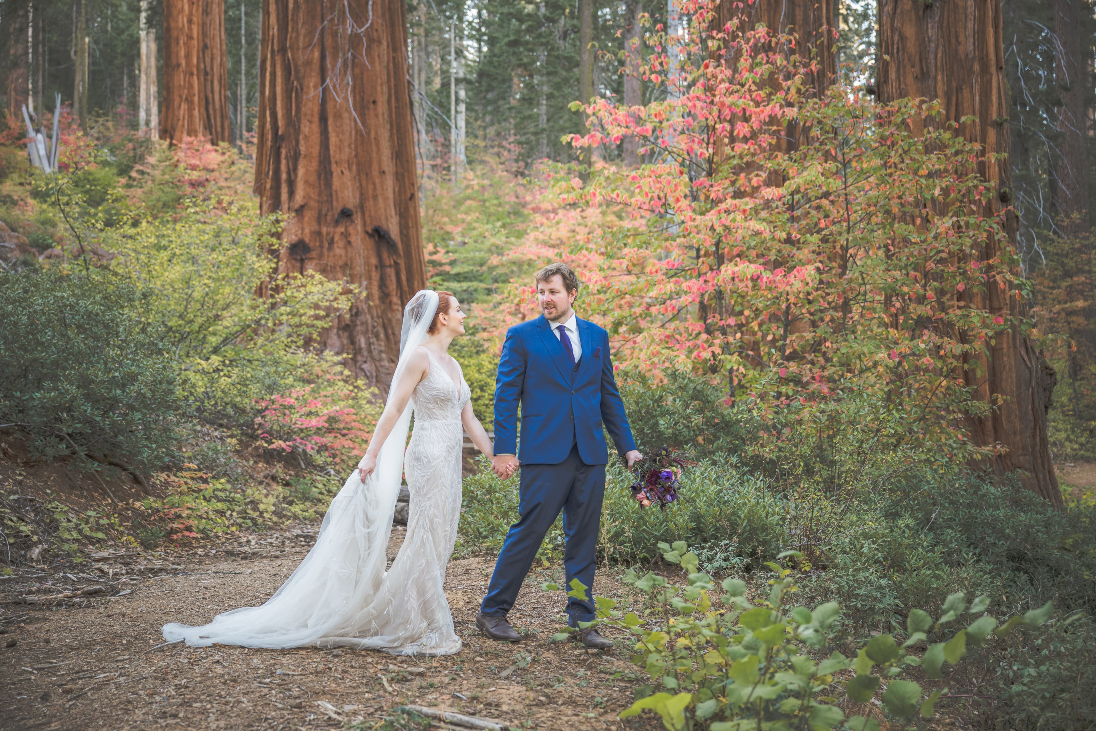 Lauren and Brian Yosemite wedding — couple with Sierra Nevada backdrop