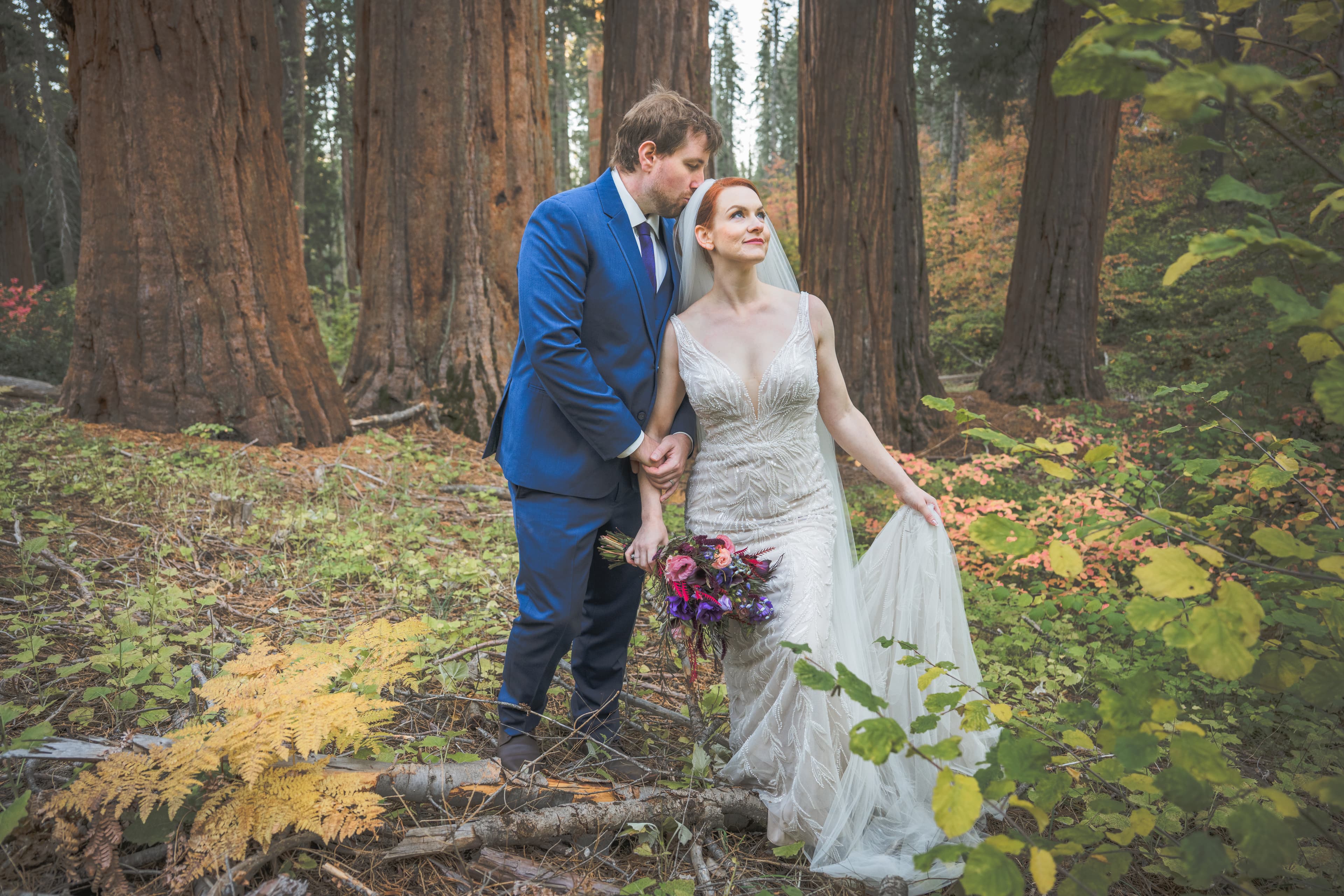 Lauren and Brian wedding portrait — Yosemite National Park scenery