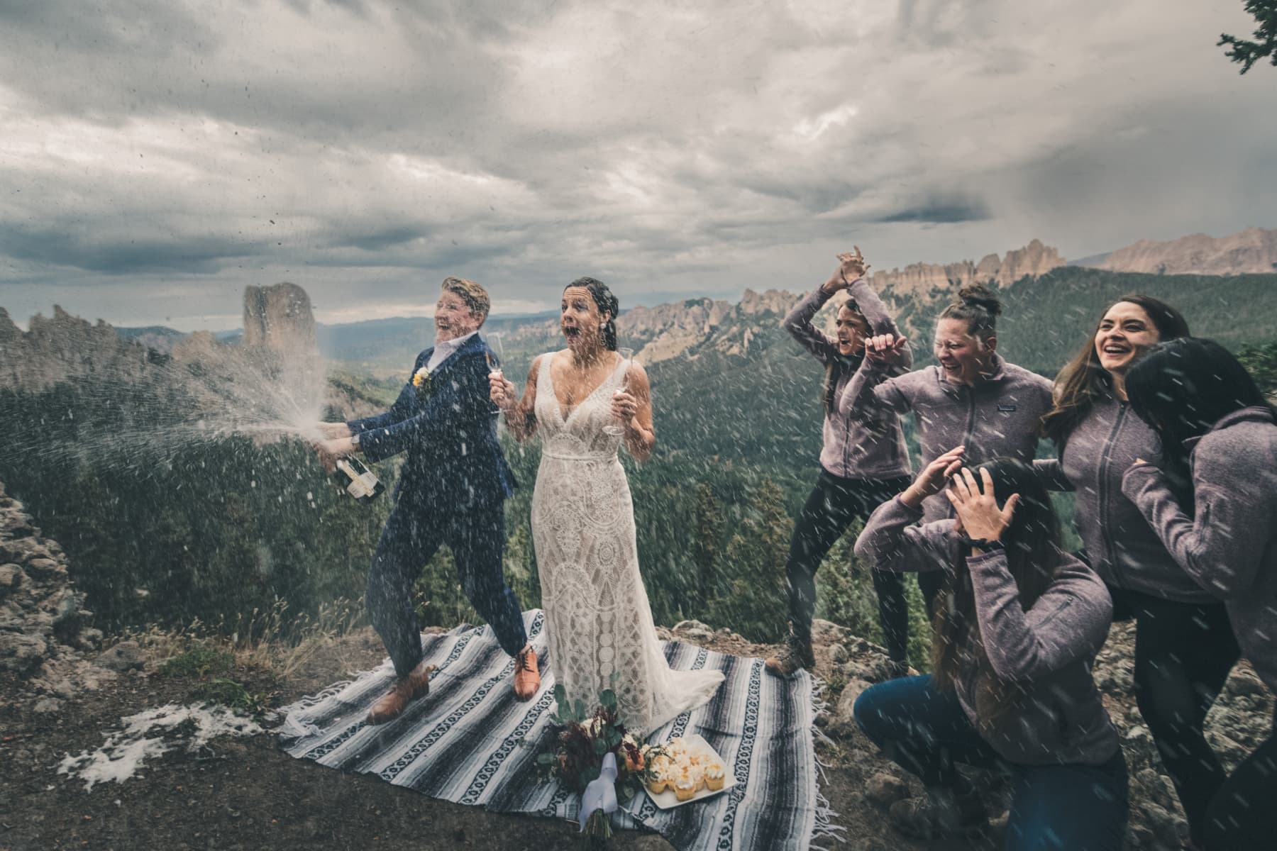 Romantic elopement at sunset