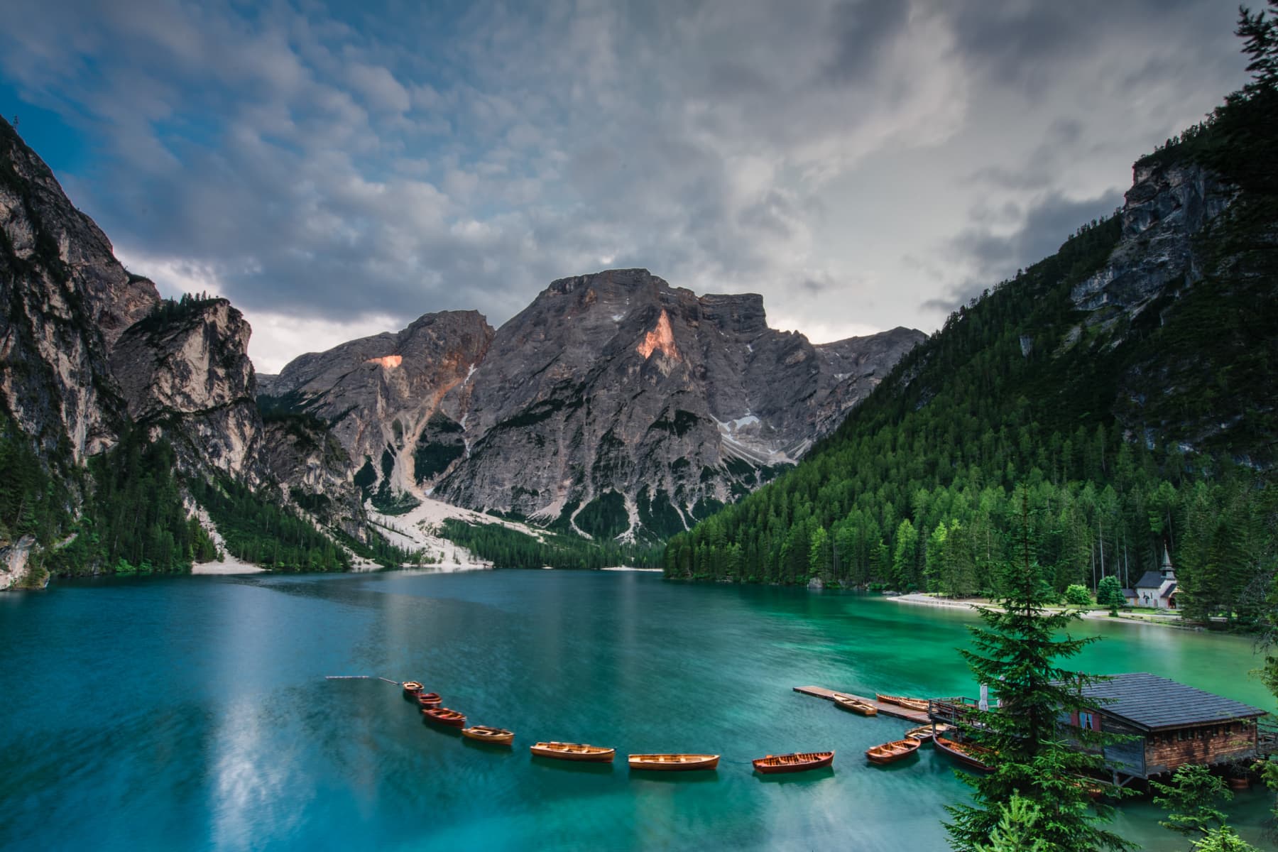 Alpine mountain landscape with dramatic light